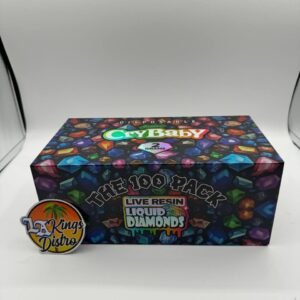 CryBaby disposables package labeled 2 grams and Live Resin Liquid Diamonds, with colorful gemstone artwork.